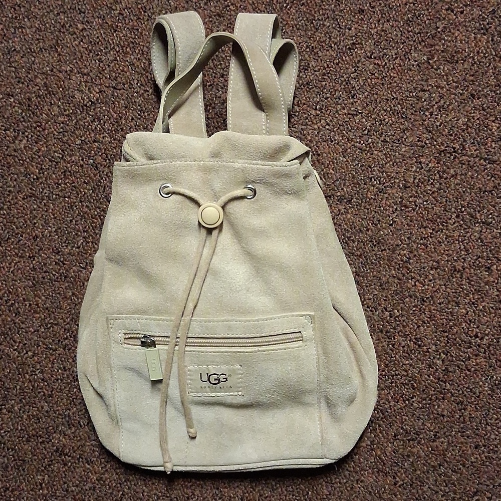Ugg Mini Suede Leather Backpack Beige RARE